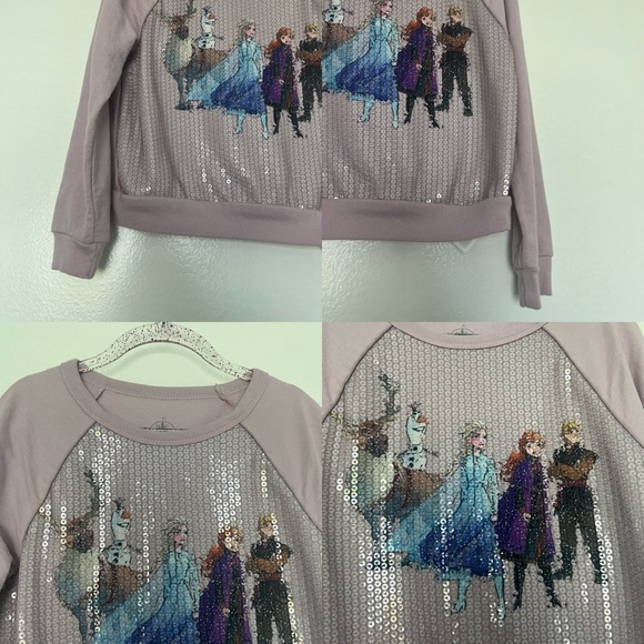 DISNEY FROZEN LONG SLEEVE SEQUINS Pullover Top Size XS - Picture 14 of 16